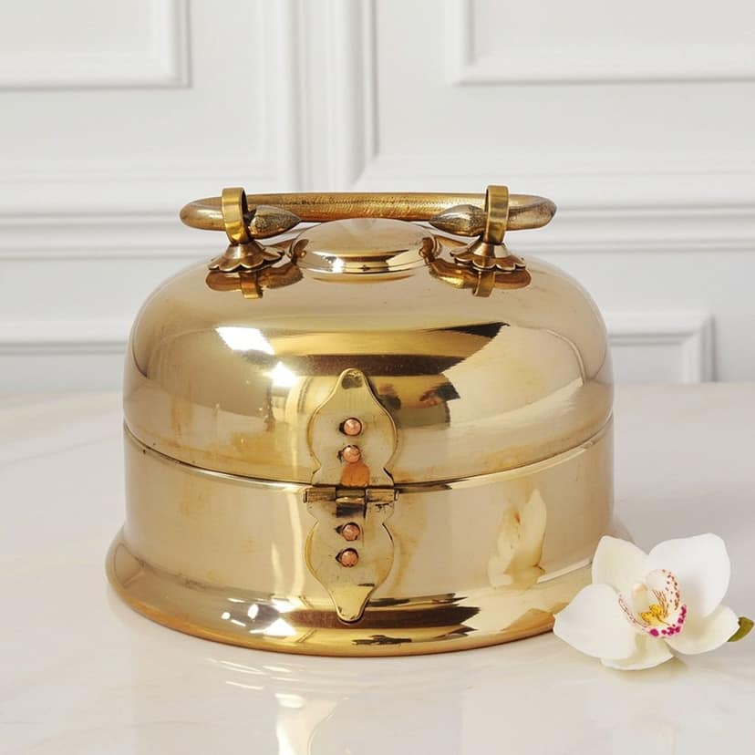 Brass Antique Pan Dan ? Decorative Betel Leaf Holder, Height : 6 Inch (ZMAS265 C) view 3