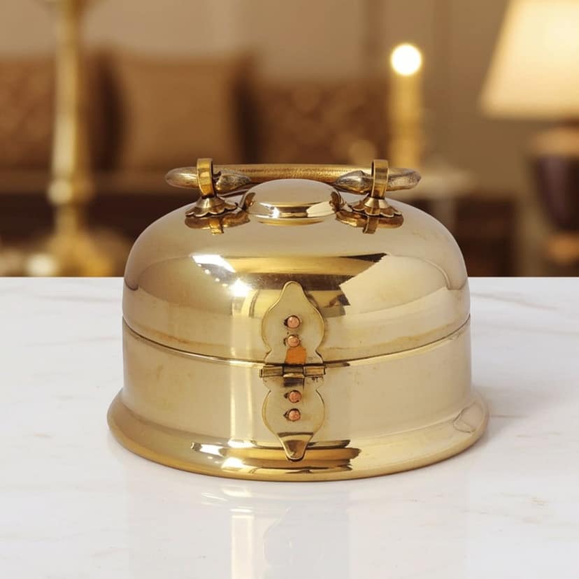 Brass Antique Pan Dan ? Decorative Betel Leaf Holder, Height : 6 Inch (ZMAS265 C) view 4