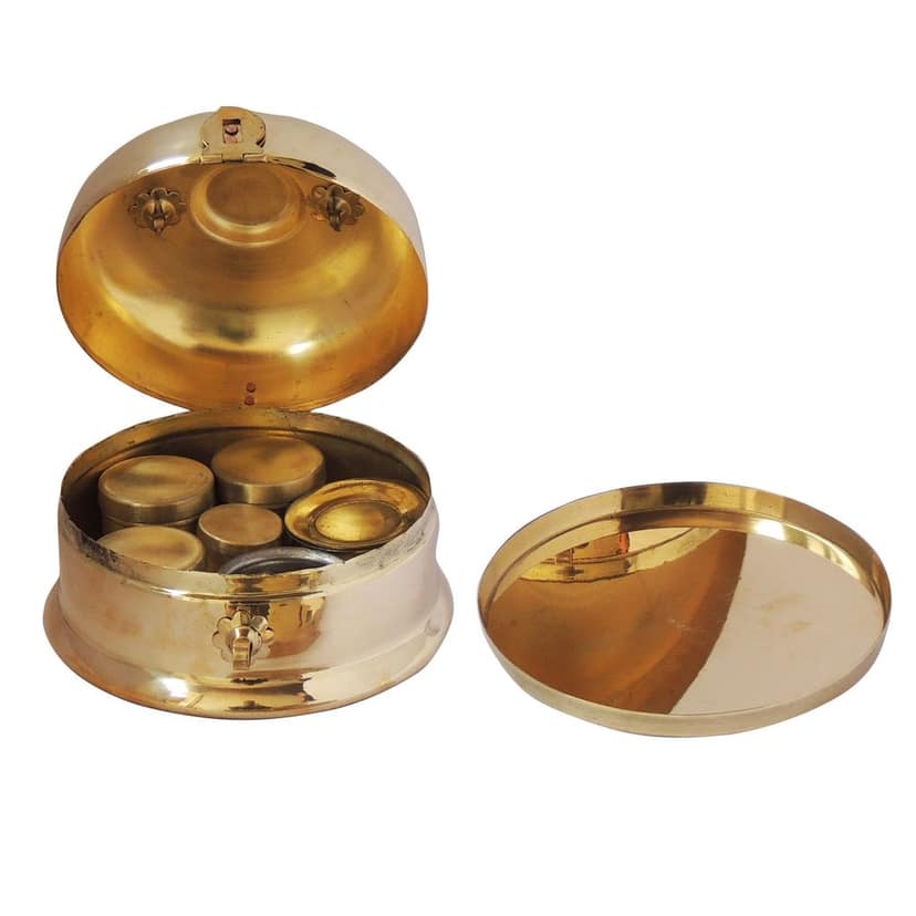 Brass Antique Pan Dan ? Decorative Betel Leaf Holder, Height : 6 Inch (ZMAS265 C) view 5