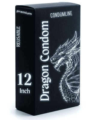 Premium Dragons Condom, 12 big man Inch, Silicone, Natural Color, Extra Pleasure, Textured, Unflavoured, for Men