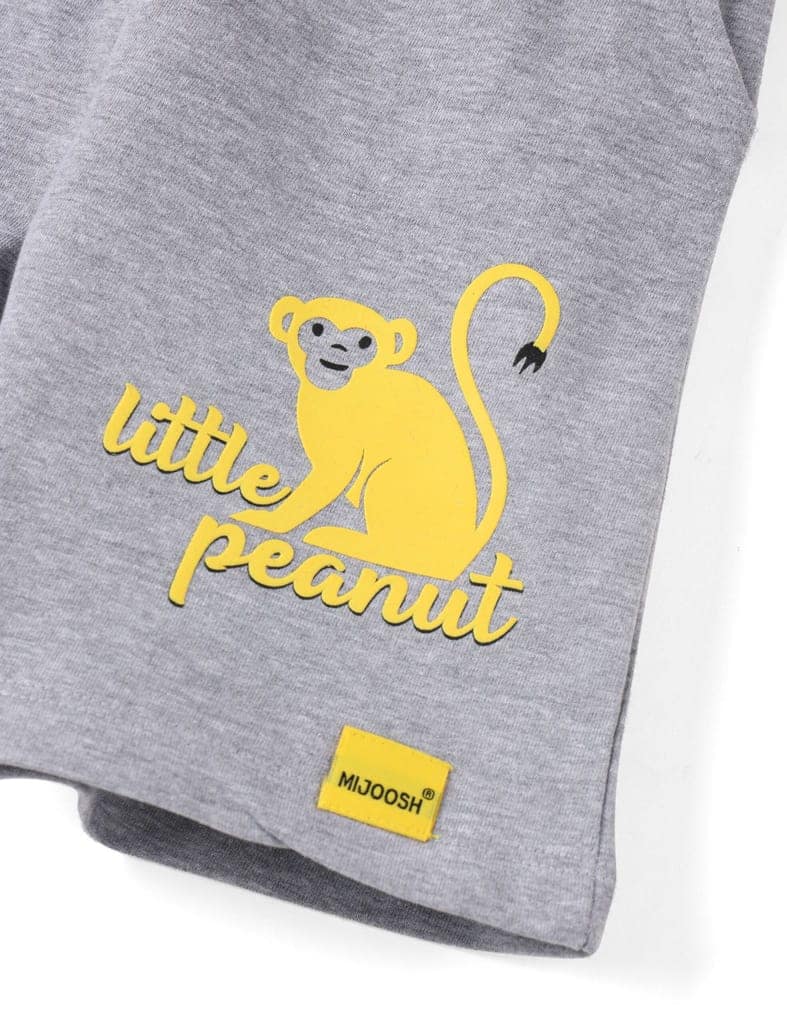 Boys Shorts Cotton French Terry Grey Heather Melange Peanut Monkey view 2
