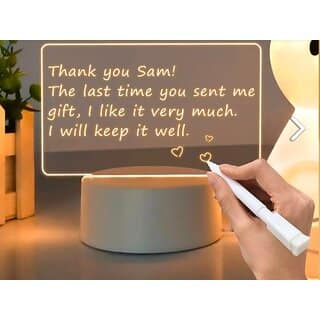 Premium 3D LED Acrylic Writing Board Rewritable Message Board with Pen Light & Stand for Home & Office