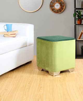 ShadowKart Sitting Stool Ottoman Pouffes for Living Room Sitting Bench Furniture Wooden Footrest Pouf Seat Puffy Foam Small Foot Stool for Office Home Decor, 16x16x18 Inch