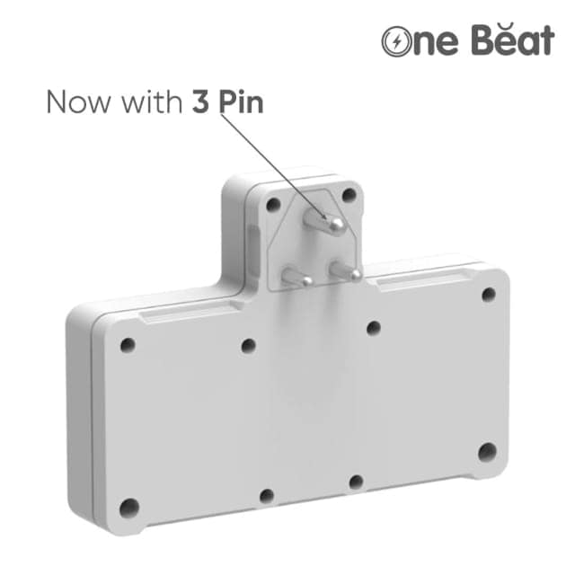 One Beat Cordless Extension Board with Individual Switch-Multi Plug Socket with 3 Sockets - Flex Board with Safety Shutter Protection view 3