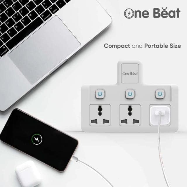 One Beat Cordless Extension Board with Individual Switch-Multi Plug Socket with 3 Sockets - Flex Board with Safety Shutter Protection view 4