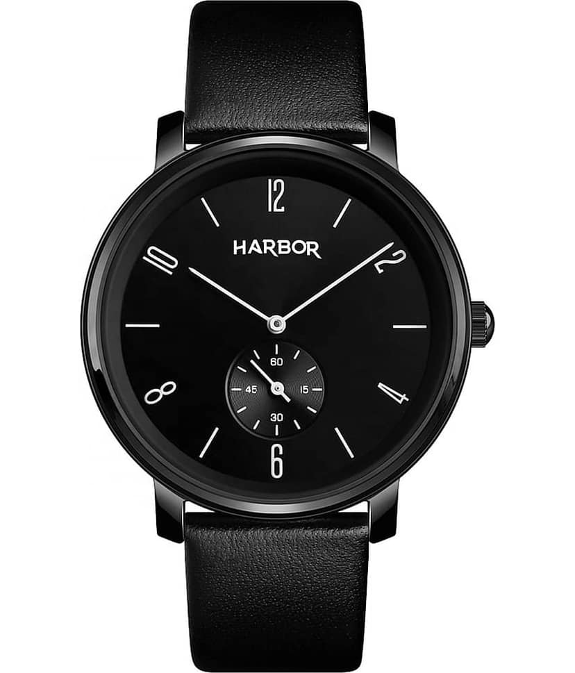 Harbor Black Leather Analog Men's Watch