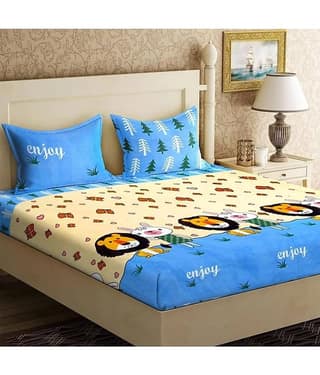 Home Style Polyester Double Bedsheet ( Multicolor )