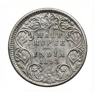 Half Rupee 1898 Victoria Queen, British India Silver-plated old Fancy Coin
