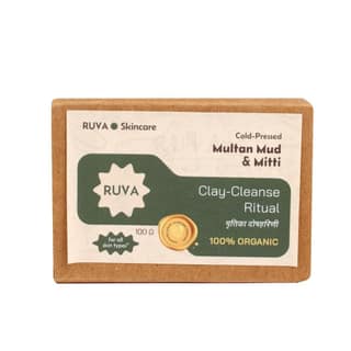 RUVA Handmade Multan Mud & Mitti Cold-Pressed Ayurvedic Soap Bar | Deep Cleanse & Oil Balance, Ancient Clay Rituals | Velvety Lather, Face Safe | Natural Skincare for All Skin Types