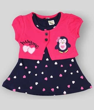 NammaBaby Baby Girls Cotton Blend Dresses ( Pink )