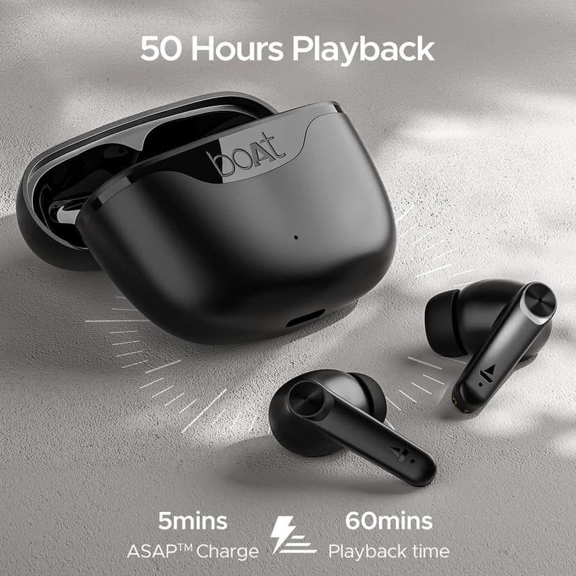 Boat Airdopes 207 TWS in Ear Earbuds with 50 Hrs Playtime, Quad Mics with Enx Tech, ASAP Charging, Iwp Tech, Beast Mode with 50 Ms Low Latency, Bluetooth V5.3, USB Type-C Port & Ipx5(Carbon Black) view 6