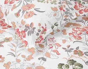 Luxury Floral Printed Cotton Sateen Sheet Set - Soft and Breathable Bedding with a 400 Thread Count