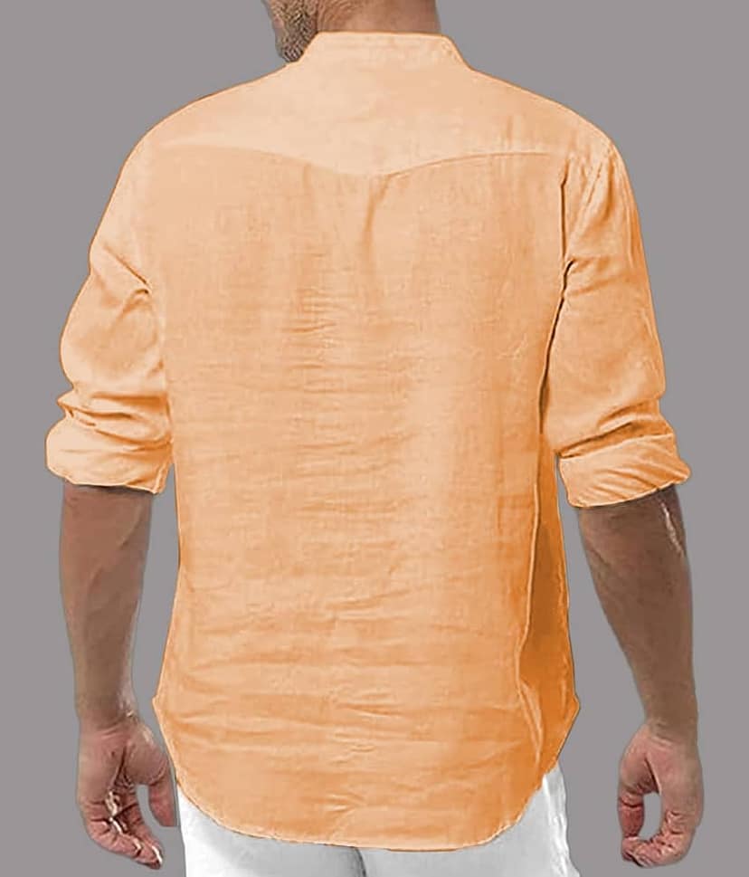 UNI VIBE Brown Cotton Blend Men's Shirt Style Kurta ( Pack of 1 ) view 2