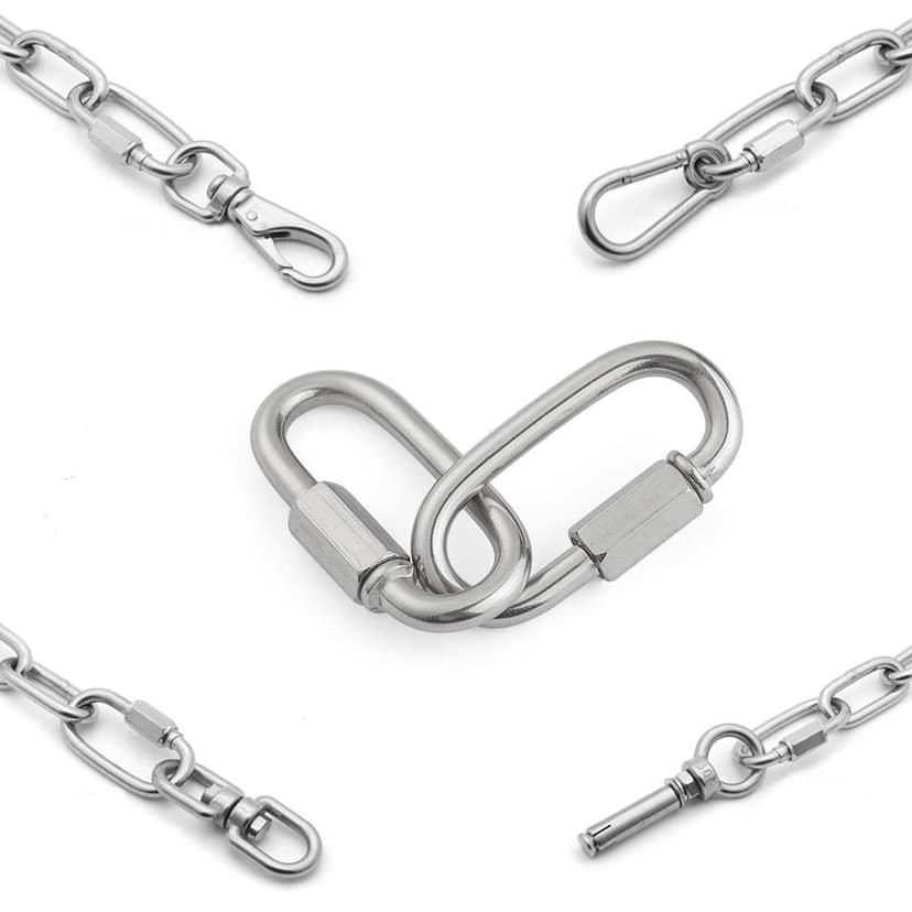 Reznor Heavy Duty Oval Shape Stainless Steel Screw Link Snap Hook Carabiner Hook for Multipurpose Weight-Lifting Mountain Swinging Climbing Gym view 2