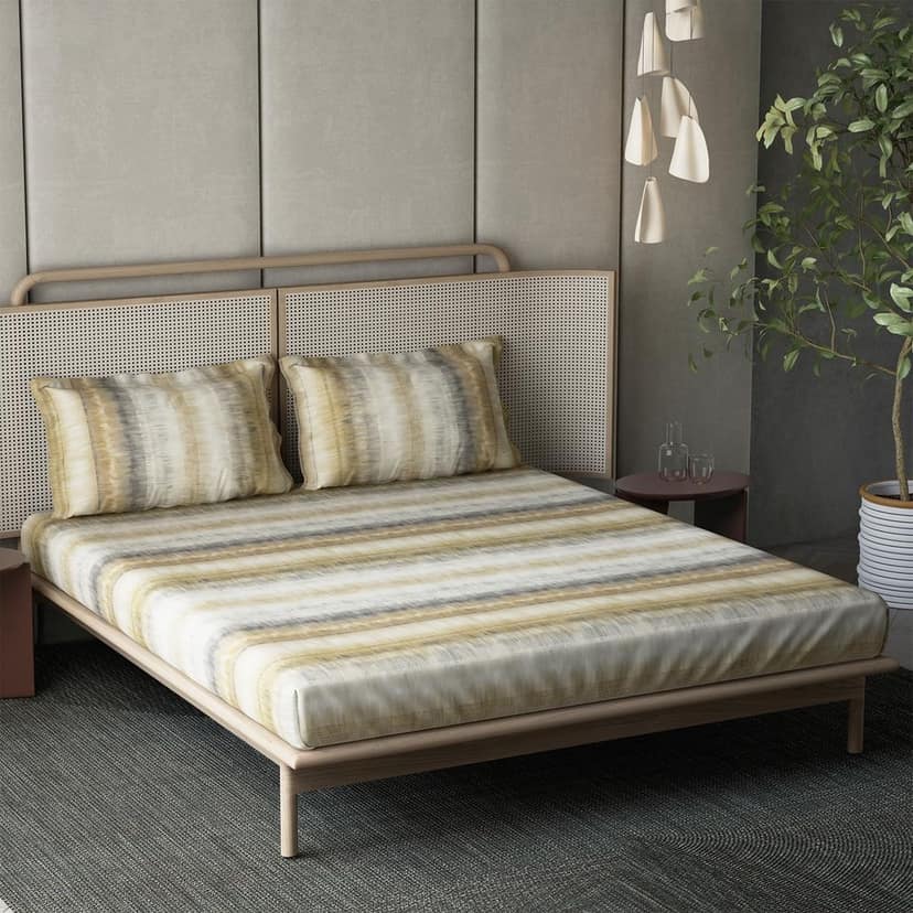 DDECOR - Esteem Collection 100% Cotton Abstract Pattern 210TC Super King |274 CM X 274 CM| Beige