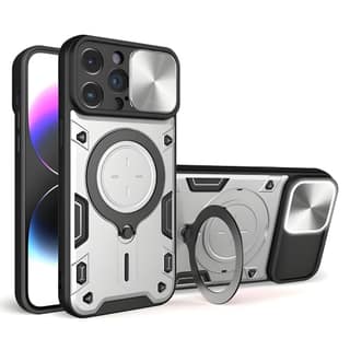 LIRAMARK Back Cover Case Compatible with iPhone 15 Pro Max (6.7 inch) with Stand & Slider Camera Military Grade Drop Protection