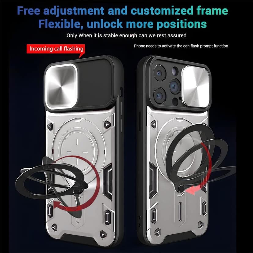 LIRAMARK Back Cover Case Compatible with iPhone 15 Pro Max (6.7 inch) with Stand & Slider Camera Military Grade Drop Protection view 6