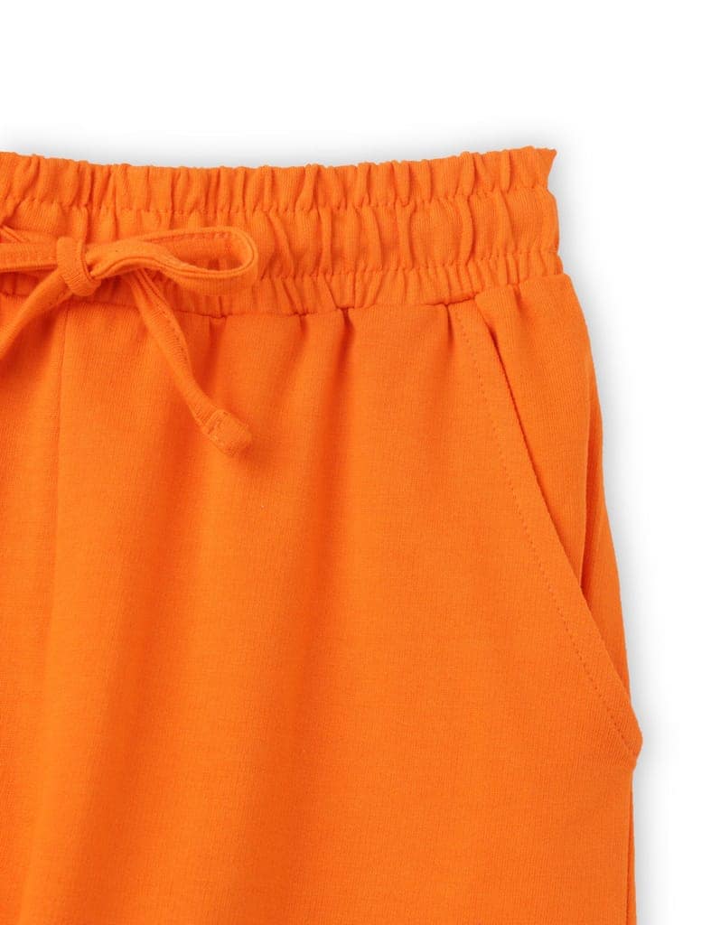 Boys Shorts Cotton French Terry Scarlet Ibis Orange Super Hero view 3