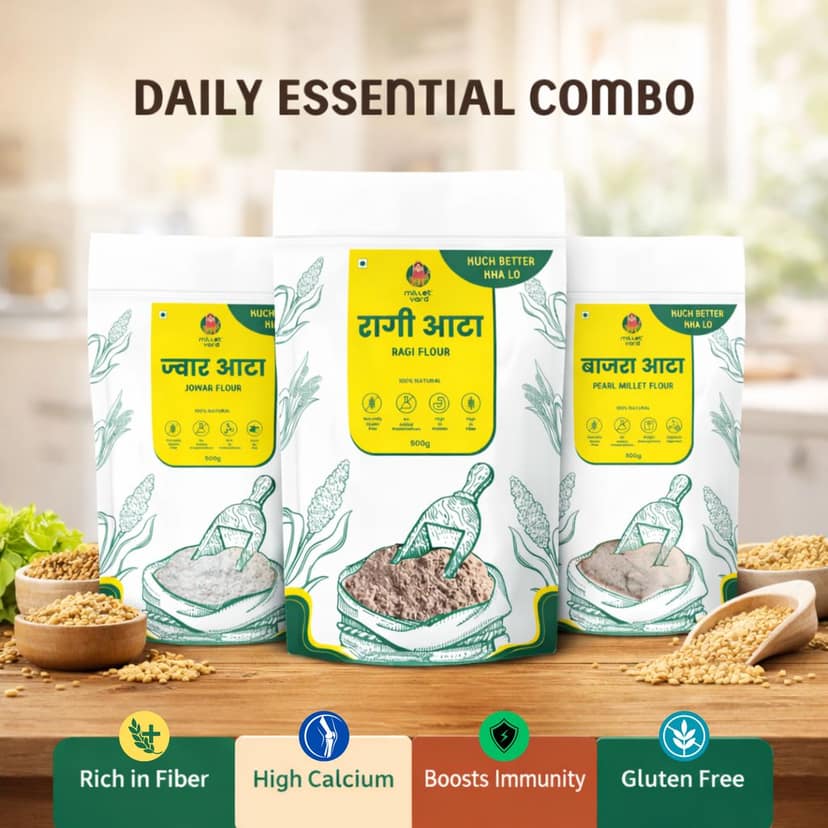 Daily Essential Combo – Jowar Atta, Ragi Atta & Bajra Aata (500g each)