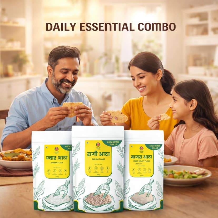 Daily Essential Combo – Jowar Atta, Ragi Atta & Bajra Aata (500g each) view 3