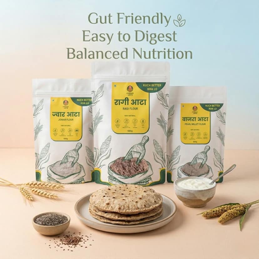 Daily Essential Combo – Jowar Atta, Ragi Atta & Bajra Aata (500g each) view 7