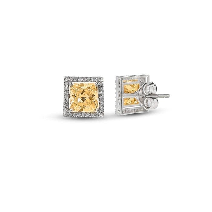 Silver Champagne Crystal Square Studs view 5