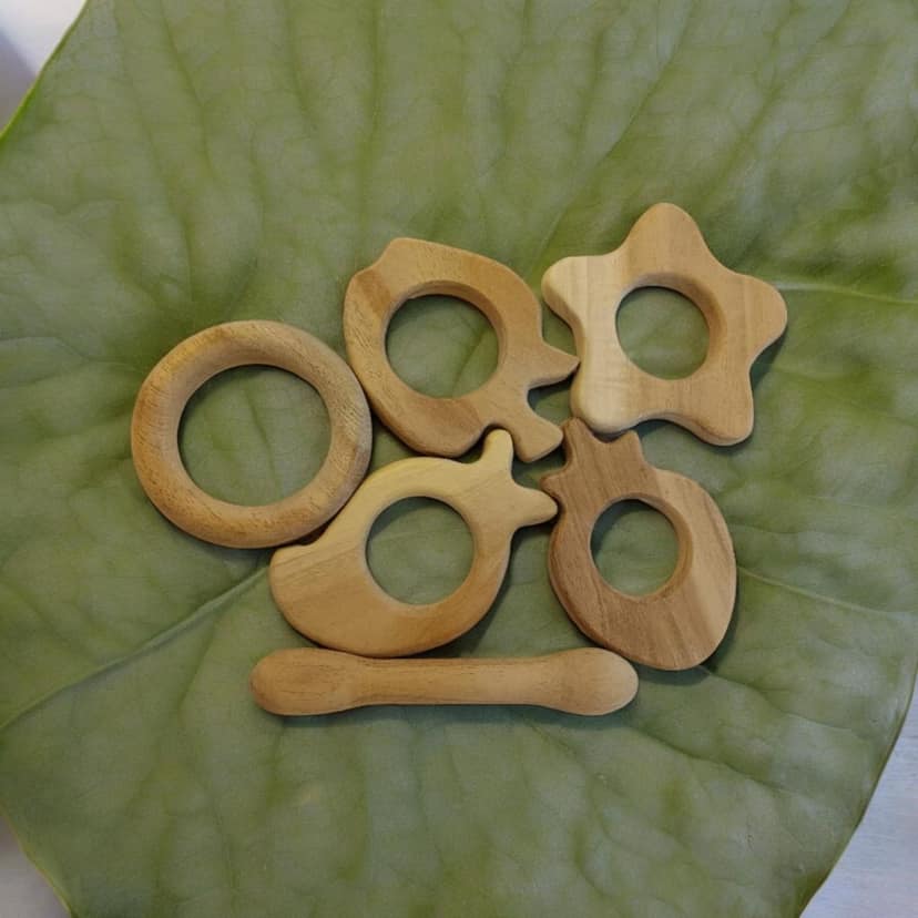 Neemtoys Immunity Boosting Neem Teethers For Babies at Teething Age of 0 to 3 Years, Apple, Mango, Strawberry, Ring, Star & Dumble with Multiple Textured Surface Shapes Teether, Teething Toy for Kids (Brown) view 2
