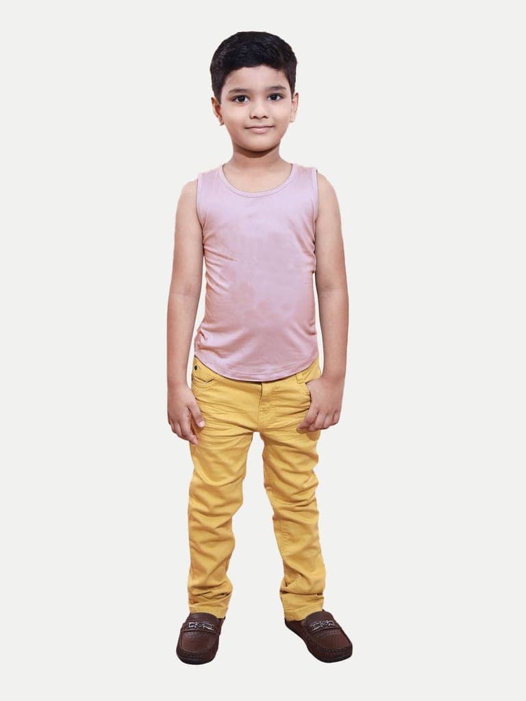 Teen Boys Pink Solid Tank Top