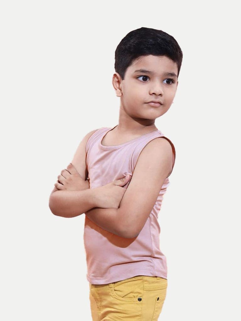 Teen Boys Pink Solid Tank Top view 3