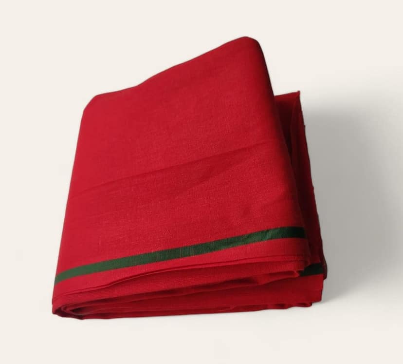Lafabriqueind pure cotton soft gamcha, RED color towel, plain border, 2 mtr size, Pack of 1 view 2