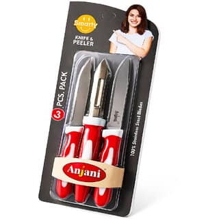 (Set of 3) Stainless Steel Knife and Peeler Set for Cutting, Chopping & Peeling Fruits and Vegetables (Assorted)