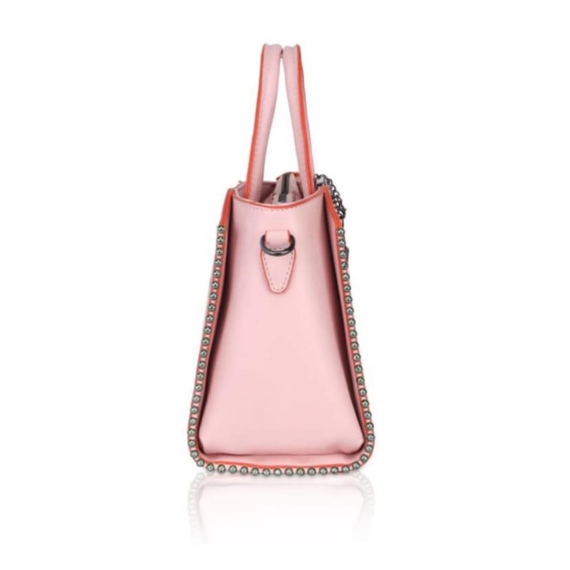 Generic Women's Faux Leather Metal Beads Handbag (Pink) view 3