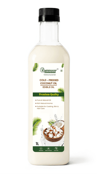 Ramnoor Pure Organic Cold Pressed Virgin Coconut Oil 1L | Unrefined | Natural Aroma | Multipurpose Coconut Oil