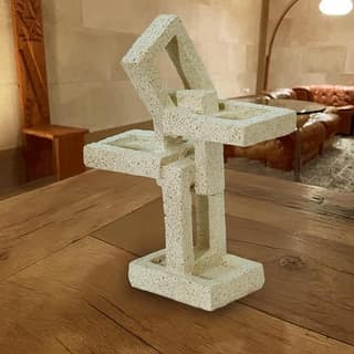 Unique Stoneware Sculpture - Handmade Abstract Home Decor - Modern Geometric Art