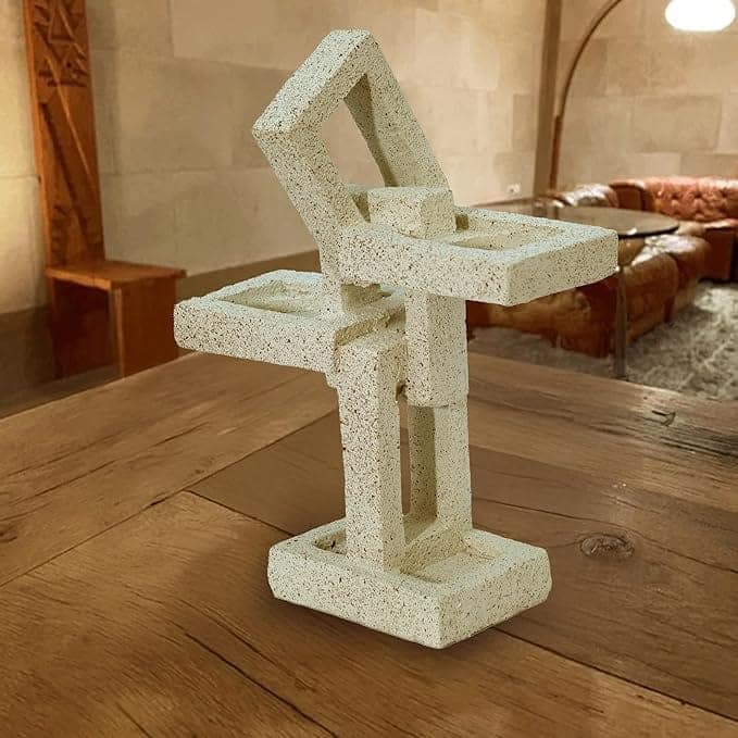 Unique Stoneware Sculpture - Handmade Abstract Home Decor - Modern Geometric Art
