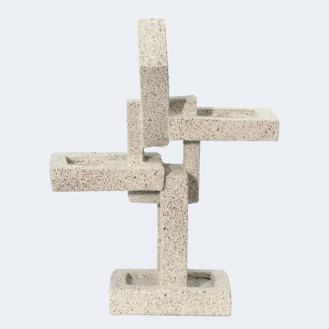 Unique Stoneware Sculpture - Handmade Abstract Home Decor - Modern Geometric Art view 2