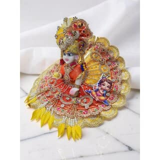 Handcrafted Laddu Gopal Poshak with Matching Mukut | Bal Gopal Heavy Designer Dress Set view 2