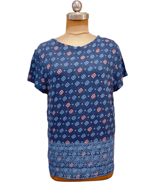 CIEARO VINTAGE Women's Cotton Regular Top ( Blue )