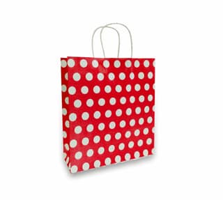 Red Polka Dot Printed Paper Gift Bags, Ideal For Kids Birthday Party, Wedding Party, Office Party, Christmas Party & Festive Holiday Party (Size: 9.4x8.3x3 inch) - Set of 50