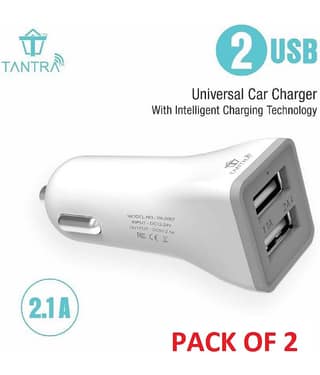 Tantra Car Mobile Charger 2 USB Charger White