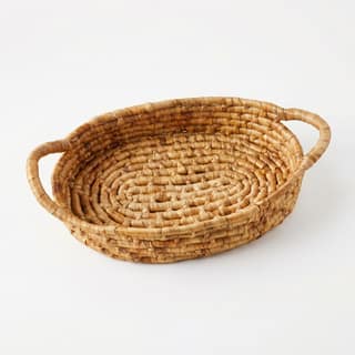 Handcrafted Natural Fiber Oval Tray with Handles