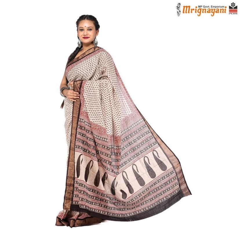 HANDLOOM KOSA BAGH PRINT SAREE WITH BLOUSE (SKU - 3N0102060622, SAREE - 1204) view 2