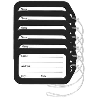 Panchhi Store Pack of 6 Luggage Tags for Suitcases, Travel Bags & Easy Bag Identification – Travel Accessories (Black)