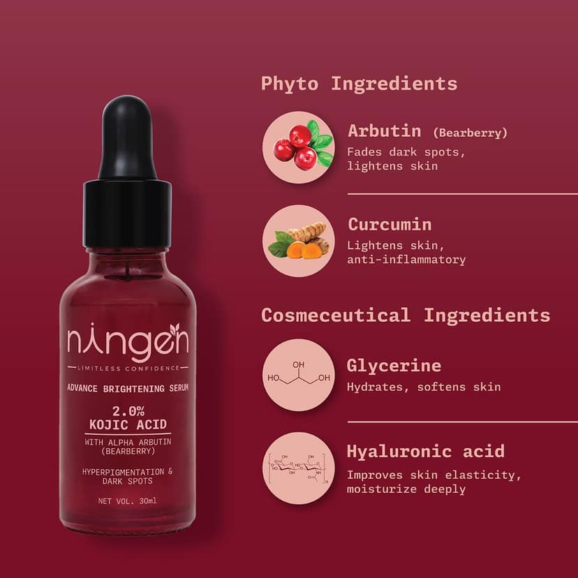 Ningen Advance Brightening Serum - Kojic Acid Powered Face Serum | Face Brightening Face Serum view 2