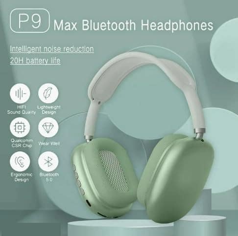 P9 Plus compatible On Ear Wireles Headphones Max Bluetooth Headset Color - White view 2