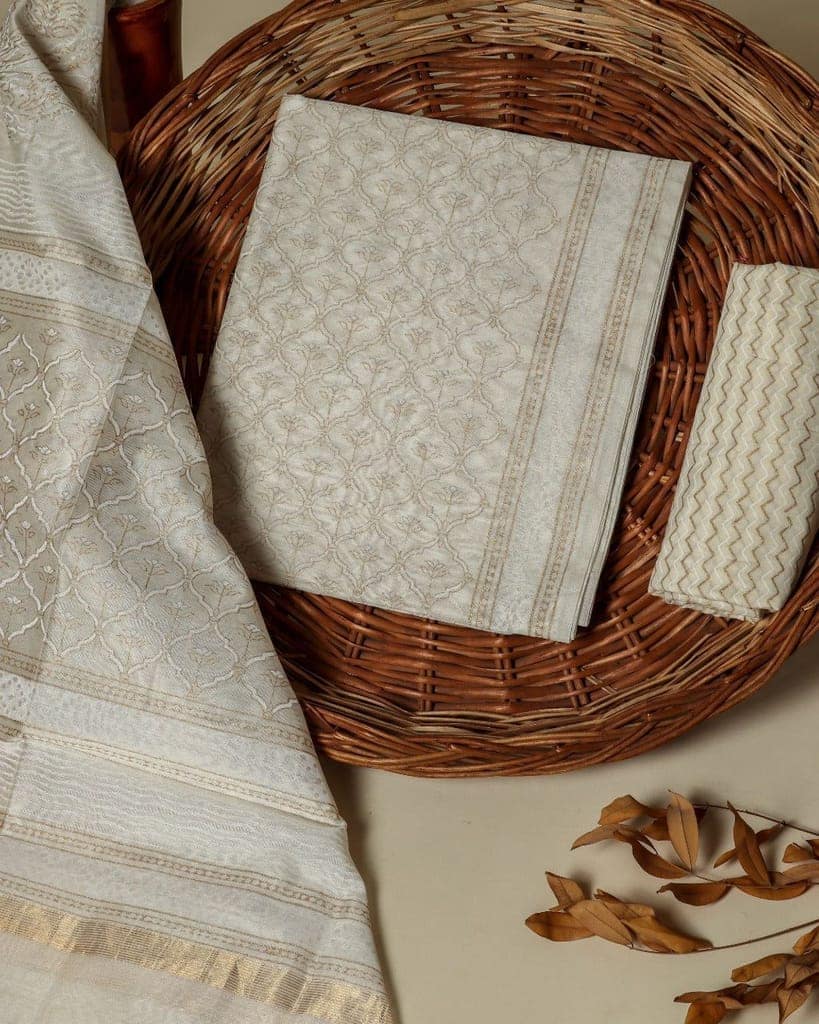 Exclusive Block Print Chanderi Silk Suit set (CHA314) view 3