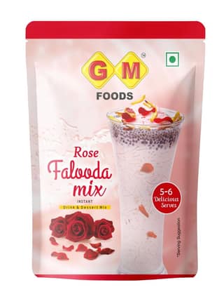 GM Foods Rose Falooda Mix 160g (Pack of 1) | Instant Drink & Dessert | Rich, Smooth & Creamy Texture | Delicious Indian Dessert & Refreshing Taste | Easy to Make | No Added Colours & Preservatives