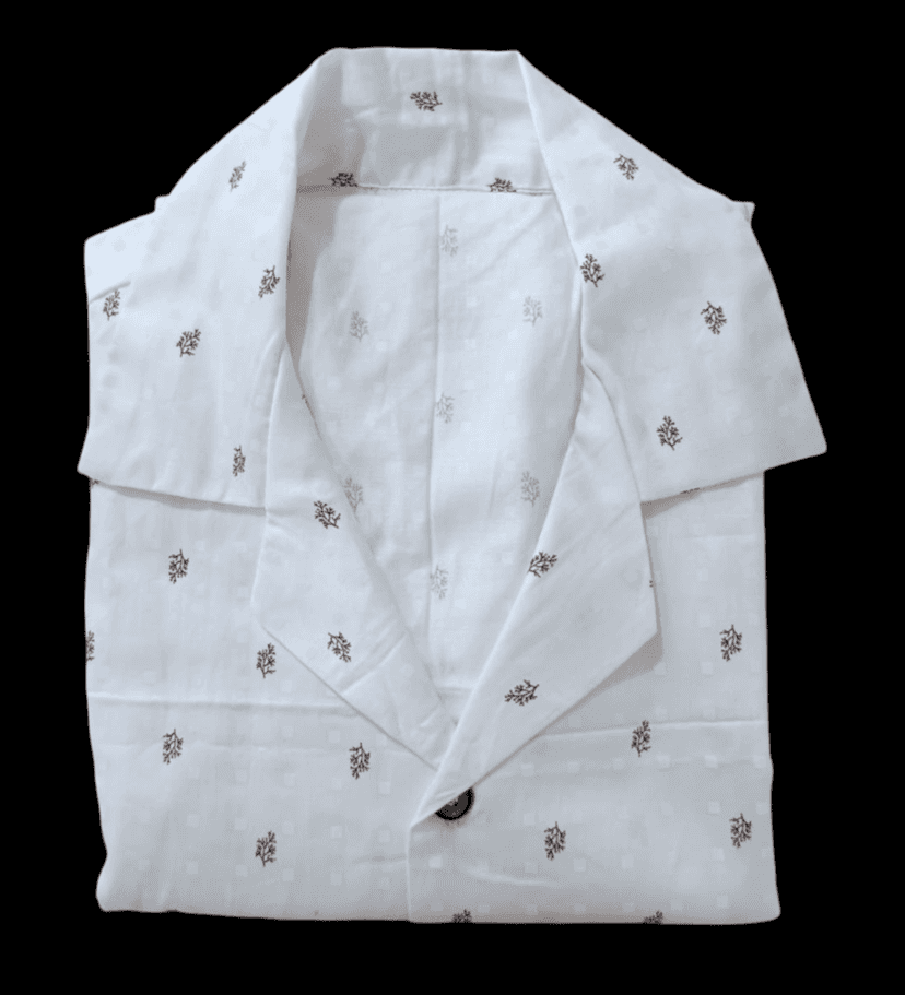 White Cotton Shirt with Floral Print for women