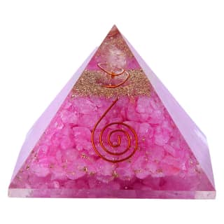 Rose Quartz Orgone Pyramid with Copper,Rose Quartz Stone with Crystal Point Pencil for Love & Relationship Happyness, Décor(KI_106) by Krishna Impex