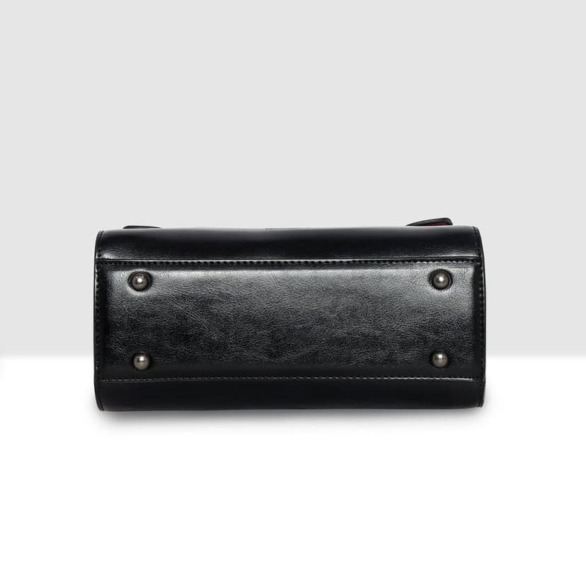 Vintage Lock Flap Handbag (Black) view 5
